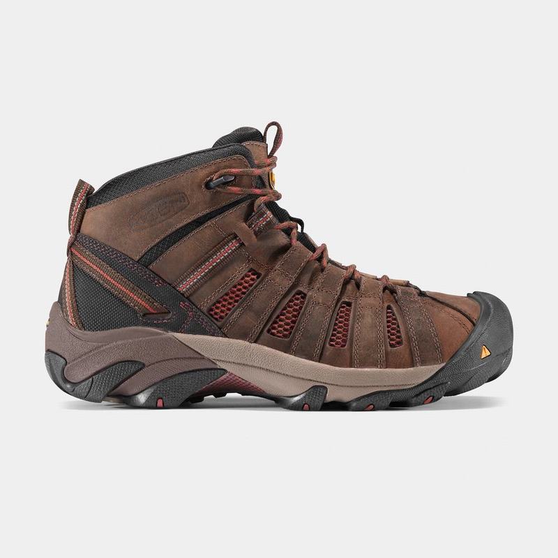 Discount Keen Flint Mid Steel Toe Mens Work Boots Brown/Black (6510-ZMABV)